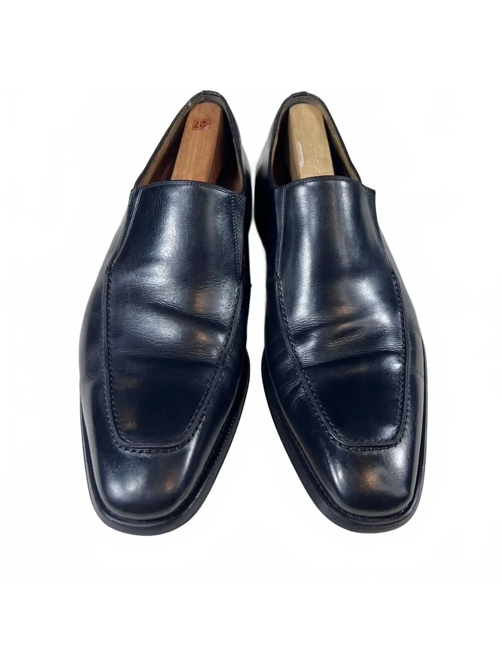 Magnanni Mens Black Leather Slip On Loafers Dress Shoes Handcrafted Spain 10.5 M